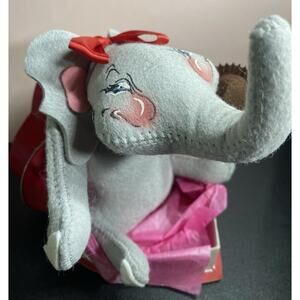 Annalee 99 Viola 8" Elephant In Heart Valentine Candy Box Collectable With Bag